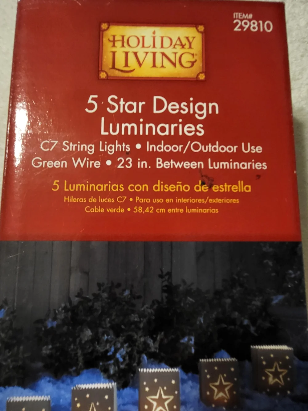 Holiday Living 5 Star Luminaries Indoor/Outdoor C7 String Lights Christmas Decor